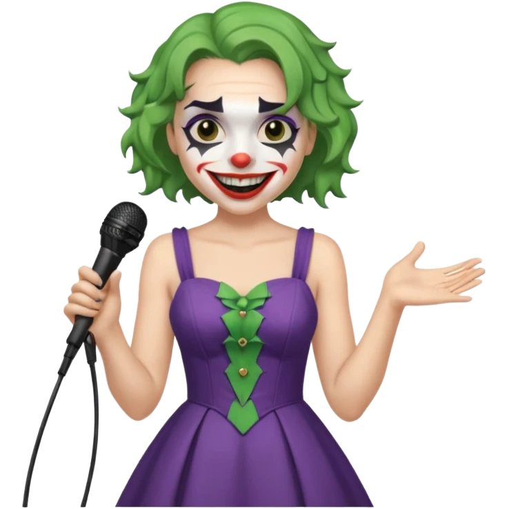 joker with dress, microphone, singing emoji