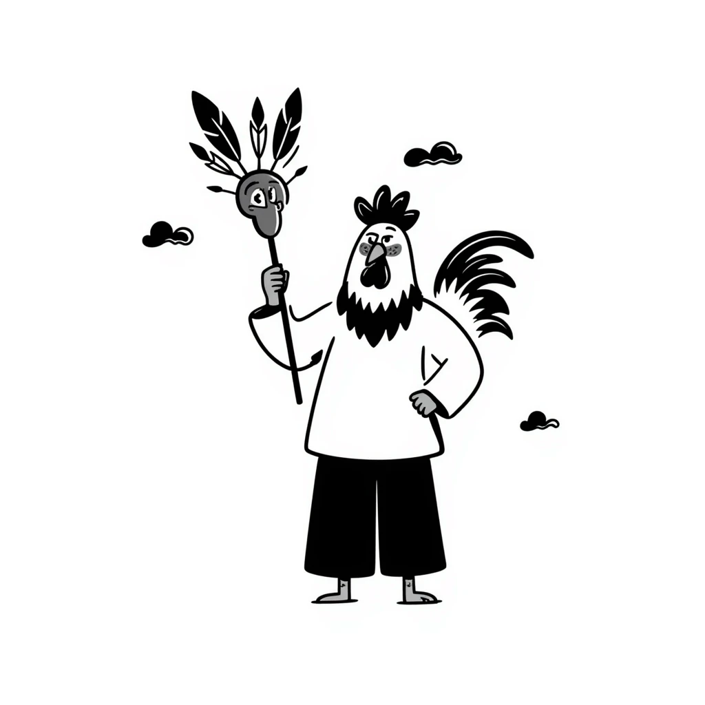 rooster shaman emoji