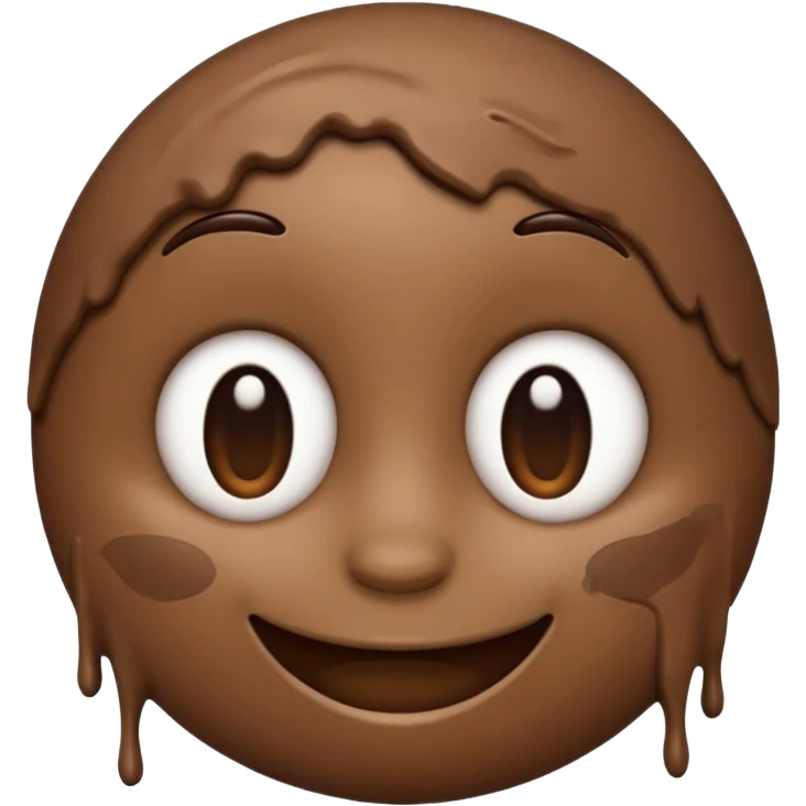 smiling brown mud emoji with a subtle smile, soft highlights, in the style of iPhone (Apple) emojis emoji
