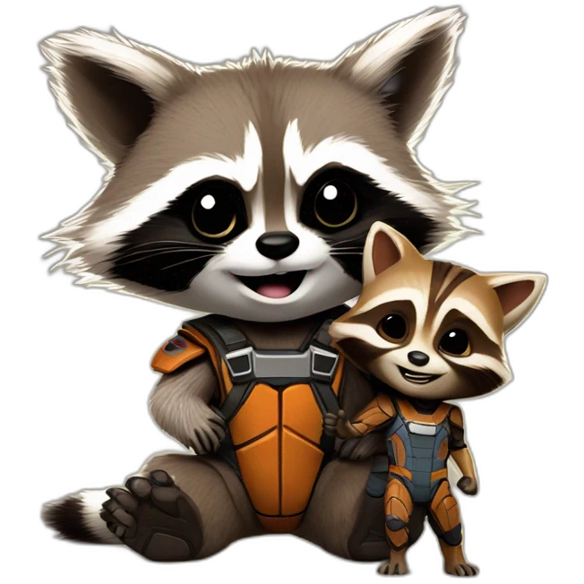 rocket racoon and baby groot guardian of the galaxy emoji