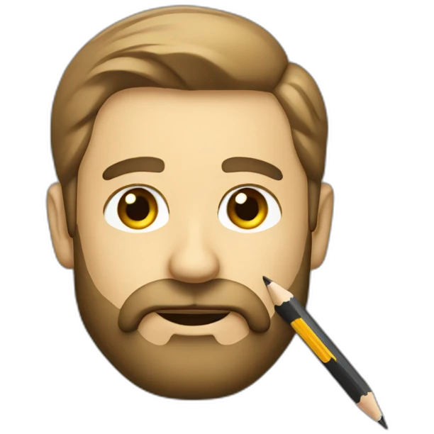 a man with a beard in a suit with a pencil behind his ear emoji