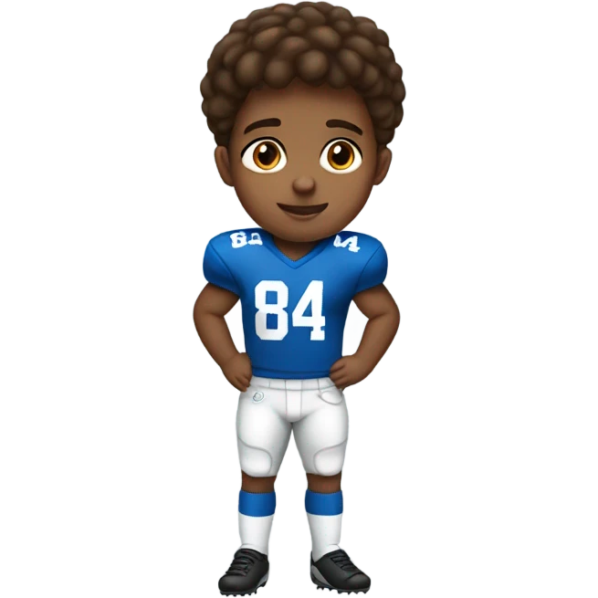 Brown haired boy with football jersey #84 emoji
