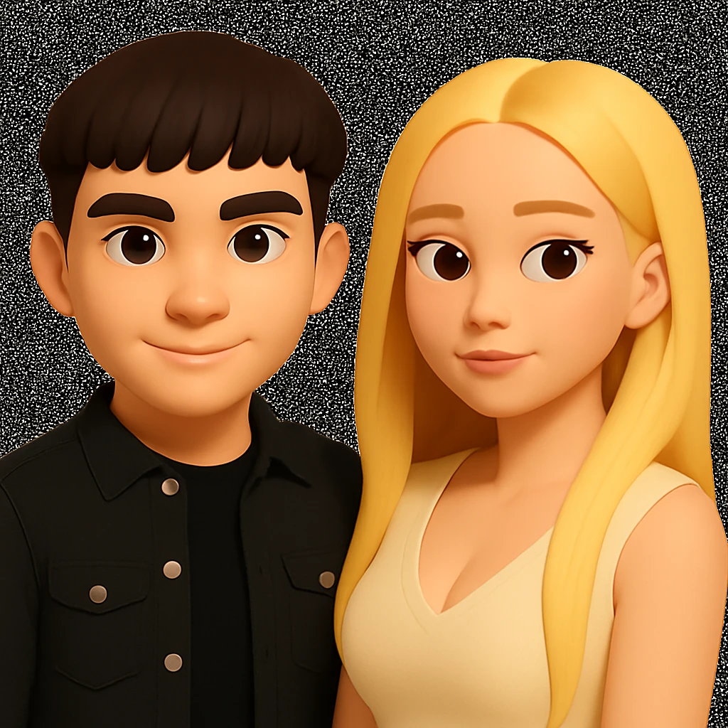 Slightly increase the volume of the upper body of the girl and shift her slightly to the right, preserving the style of the image. emoji