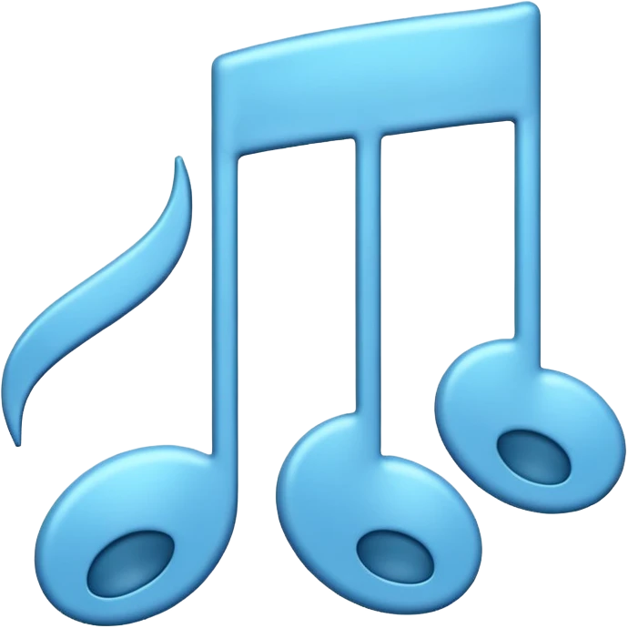Emoji-style music note with two smaller music notes, rounded and playful, soft shading - playing music on repeat emoji