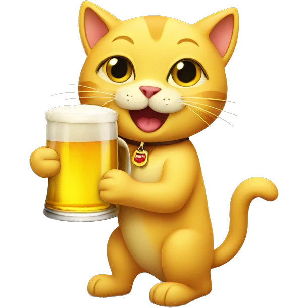yellow cat drink beer emoji