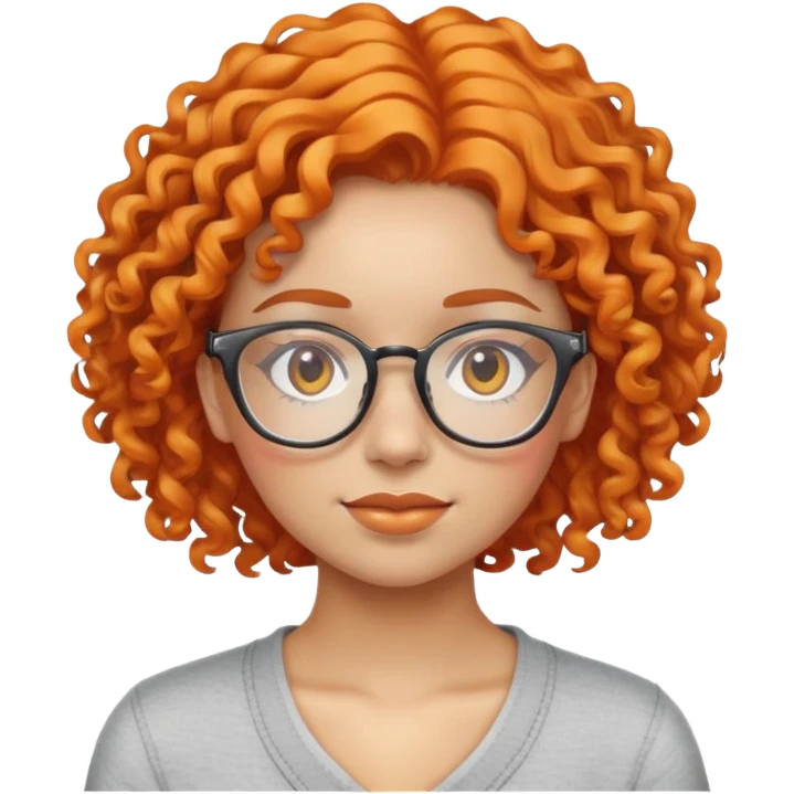 A iPhone emoji thats a girl with curly orange hair and clear glasses emoji