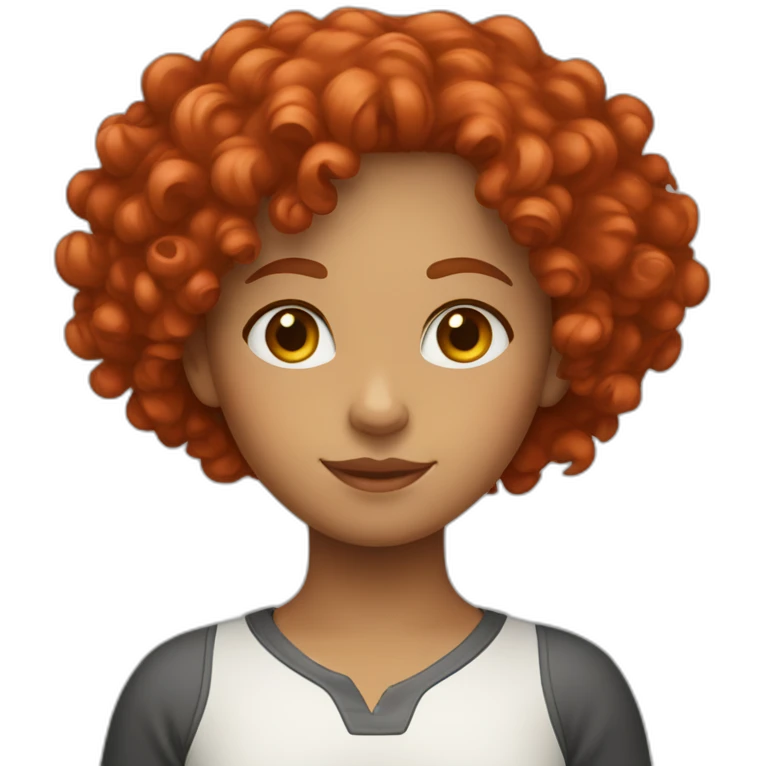 red curly hair girl with google logo emoji