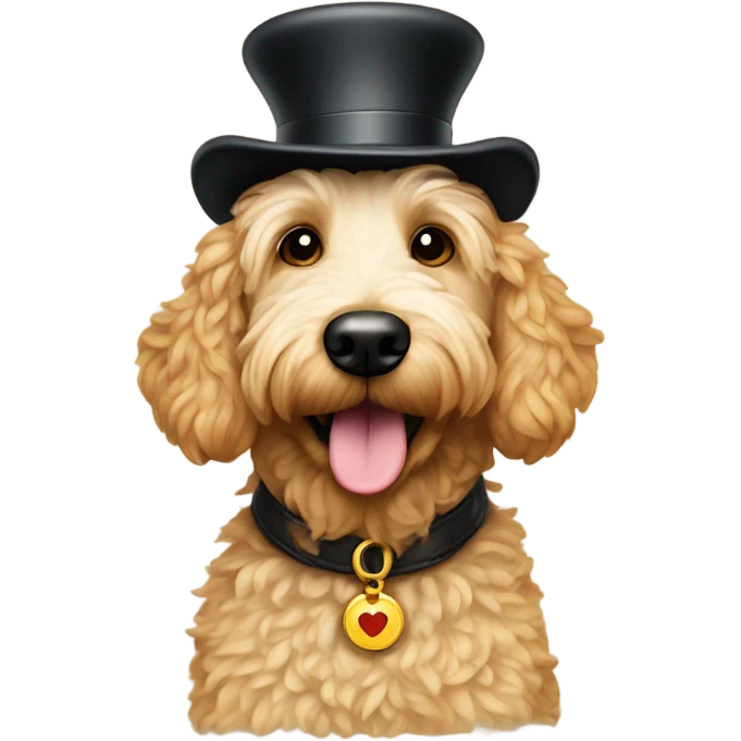 Golden doodle with Mickey Mouse hat emoji