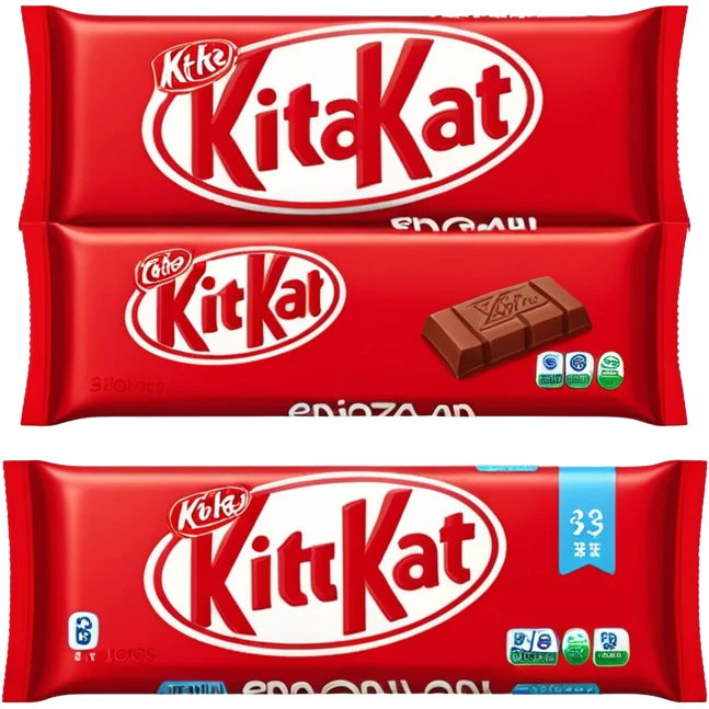 Draw a KitKat bar in its red wrapper with bold white logo. emoji