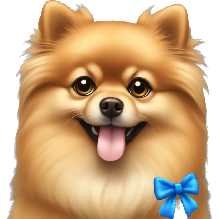 pomeranian orange sable with blue bow emoji