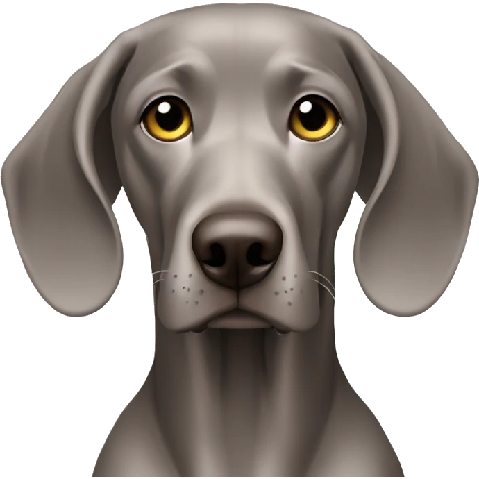 A female weimaraner on her best uspide down emoji