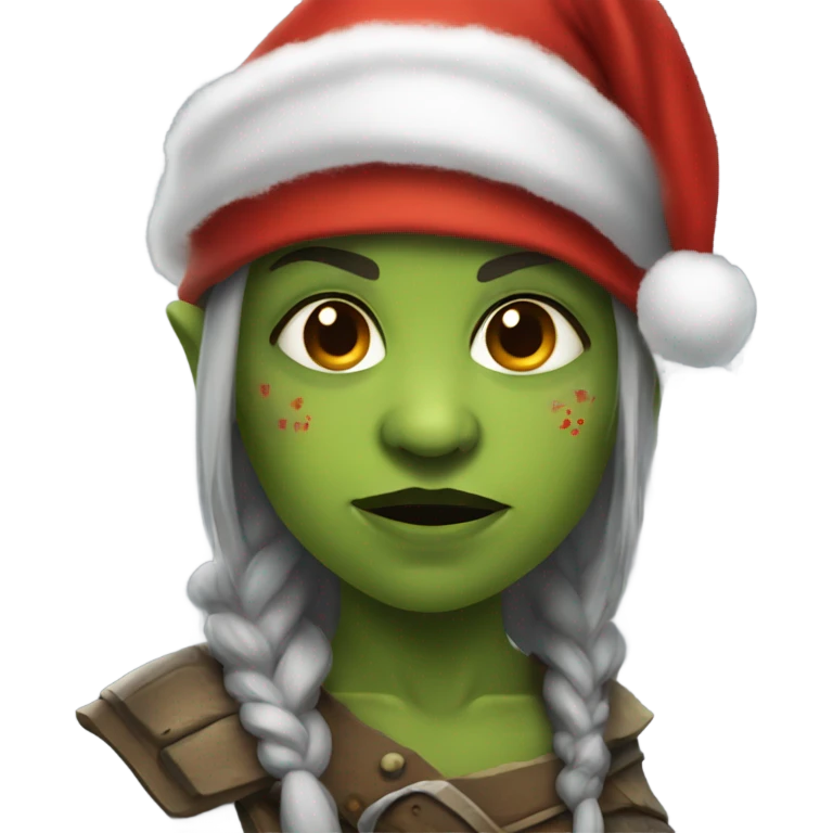 orc female warrior with santa hat emoji