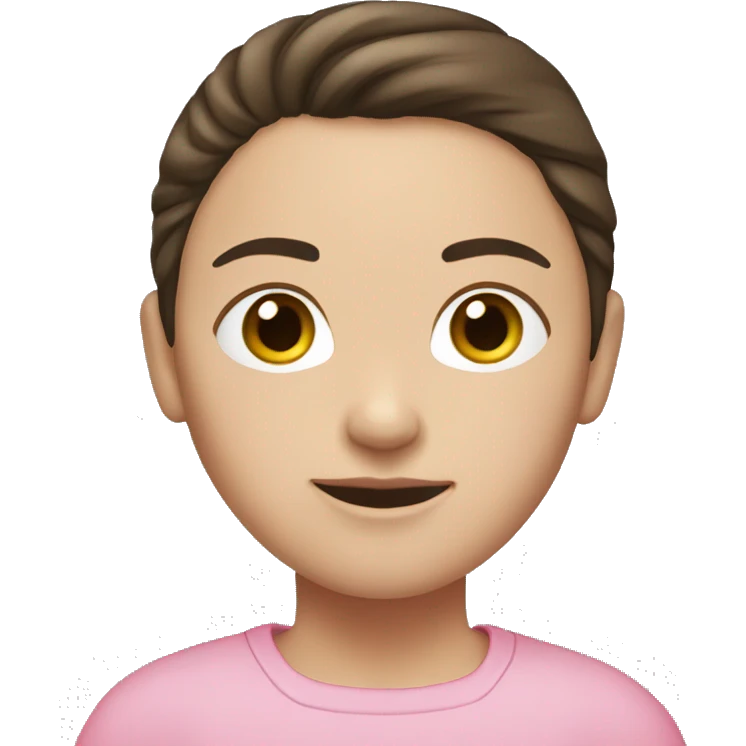 Short brunette with White skin and a ponytail. Pink pull-over emoji