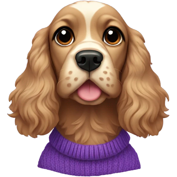 Cocker spaniel in purple sweater emoji