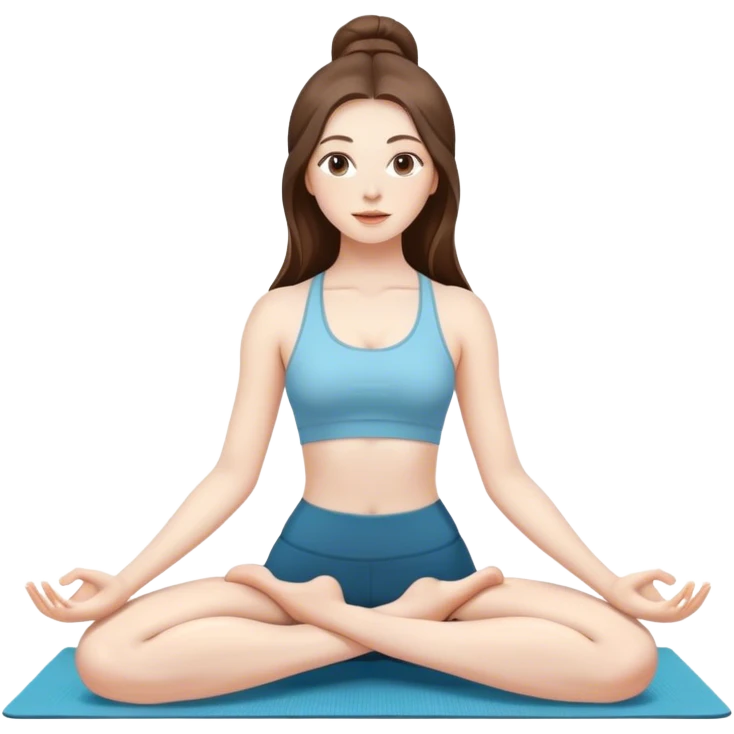 beautiful pale brunette girl with long hair doing yoga  emoji
