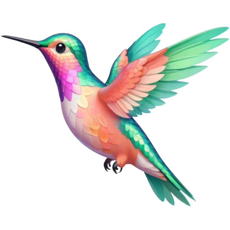 peach pink and mint humming bird emoji