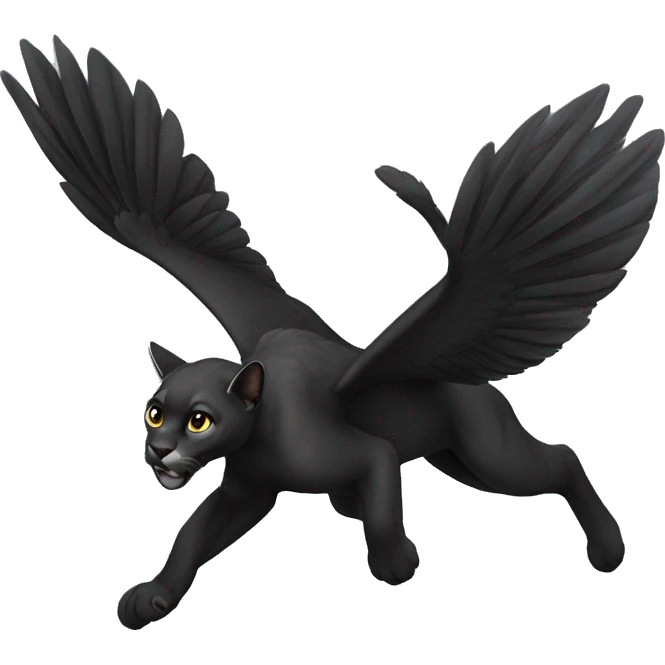winged black puma flying emoji
