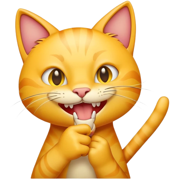 Yellow cat emoji biting pointer finger  emoji