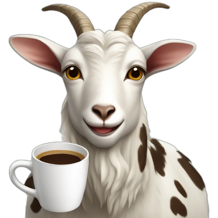 spotted goat with coffee emoji