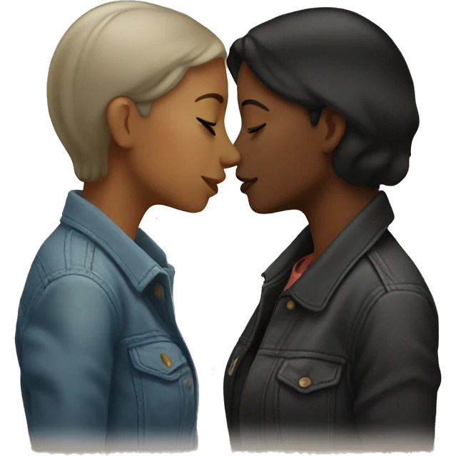 Two lesbian woman kissing emoji