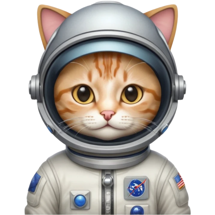 Gato en el espacio con camisa y gorro emoji