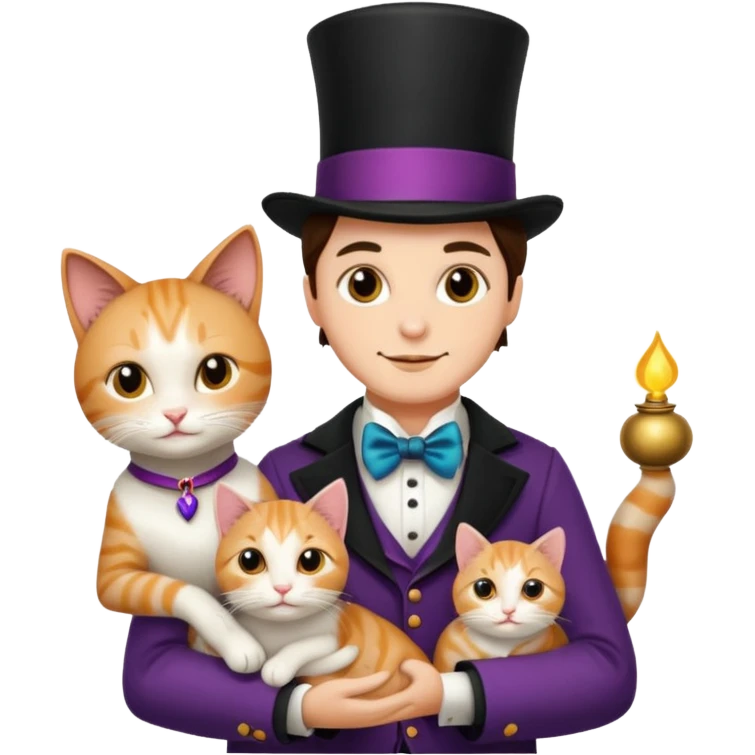magician couple and their pet cat emoji