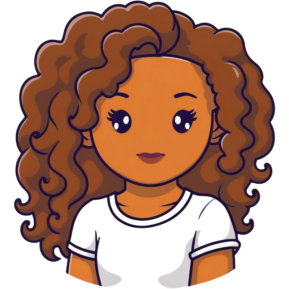 Black woman with long brown ringlet curls emoji