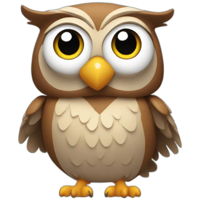 an owl with muscles smiling emoji
