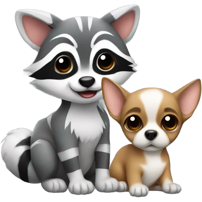 Cute racoon with chihuahua emoji