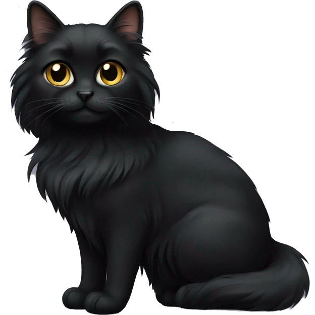 Black long haired cat emoji