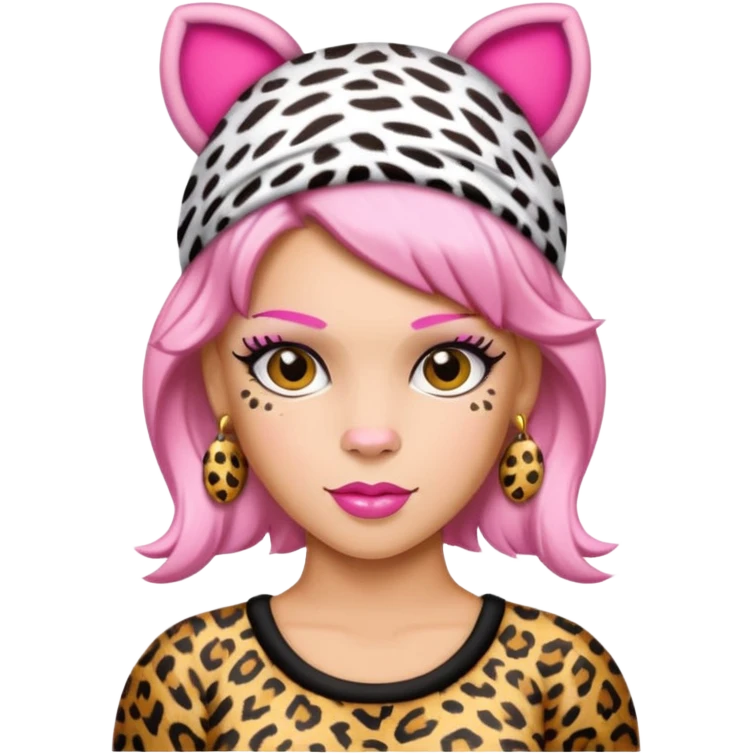 P!nk in leopard costumes with leopard headband emoji