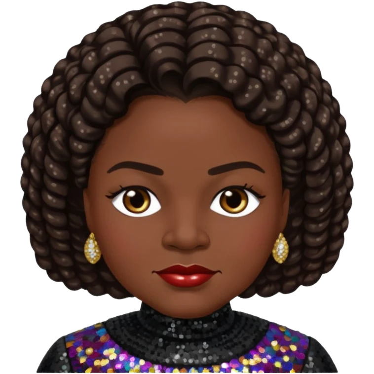 Mary McLeod Bethune with dark brown hair, black sequin outfit  emoji