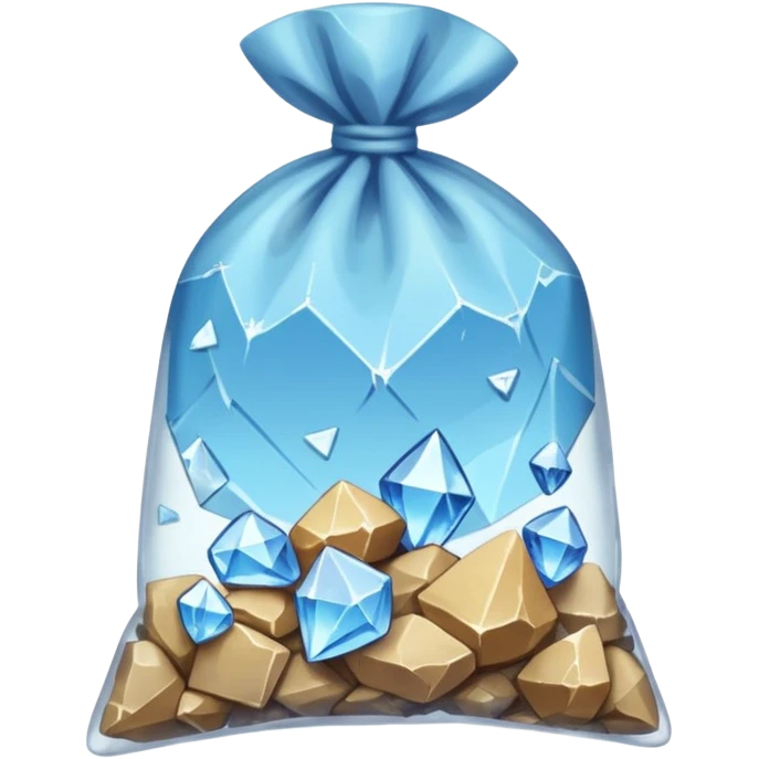 A transparent baggie tied at the top, containing crushed shards of clear quartz emoji