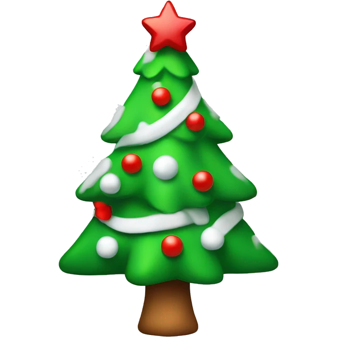 Snow Christmas tree with red ribbon emoji