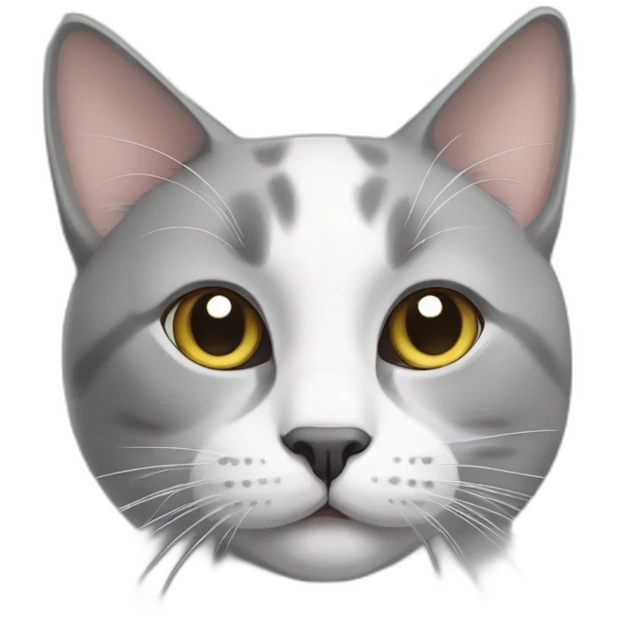 grey and white cat with dot on nose emoji