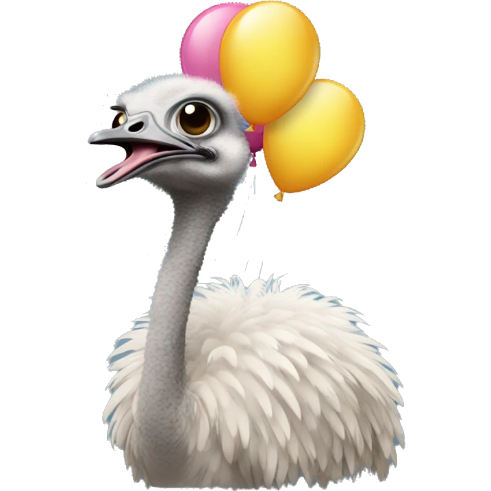 A ostrich wearing a balloon shirt emoji