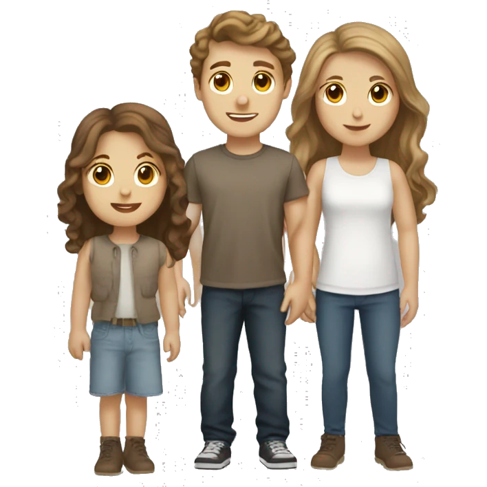 Friend group three white boy and 3 white girls with brown hair emoji