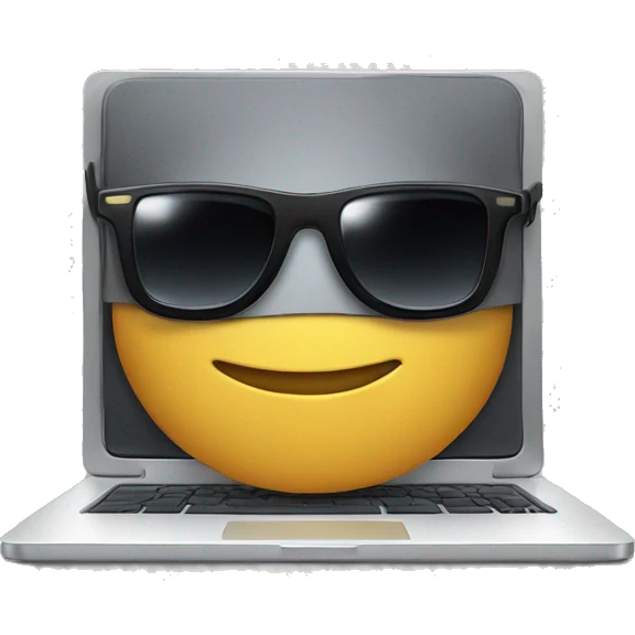 a laptop that is wearing a sunglasses  emoji