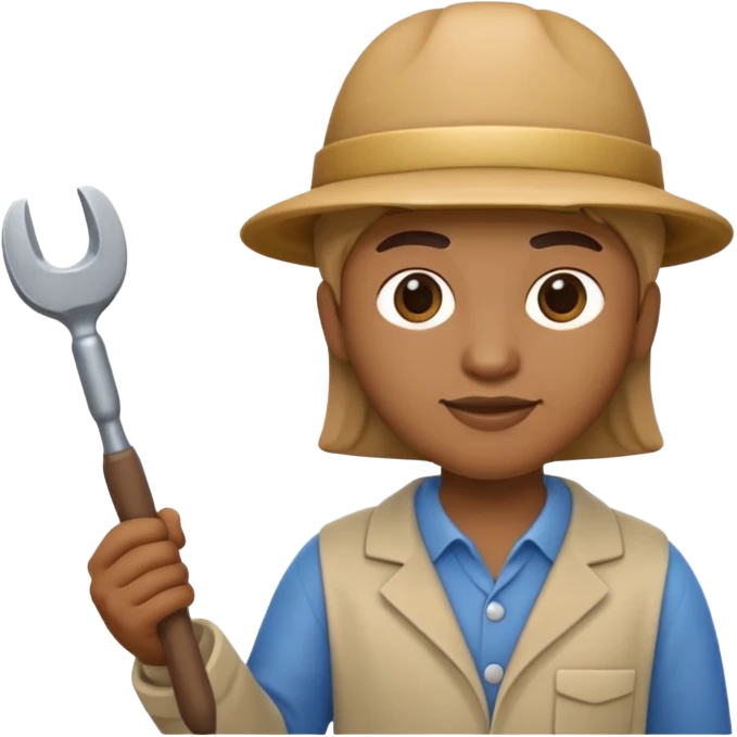 Apple Memoji-style 3D emoji of a sculptor with a small statue and chisel, smooth gradients, rounded edges, no background. emoji