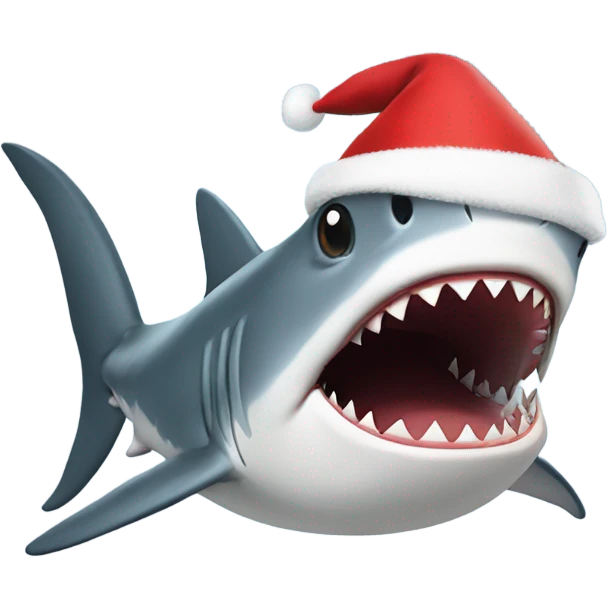 Shark with a Santa hat emoji