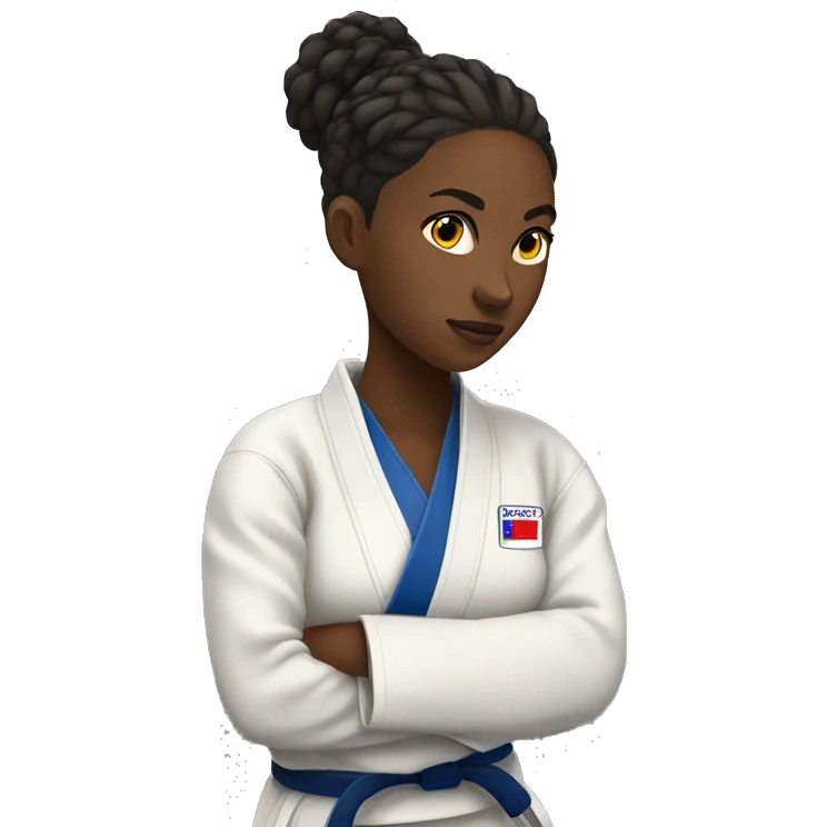 black female judo athlete, looking sideways emoji
