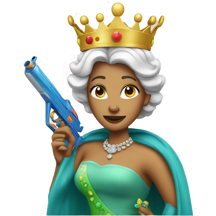 Queen with a water gun emoji