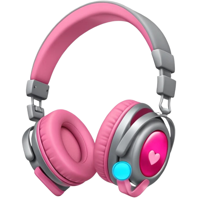 Auriculares cute color gris metal con moña rosa  emoji