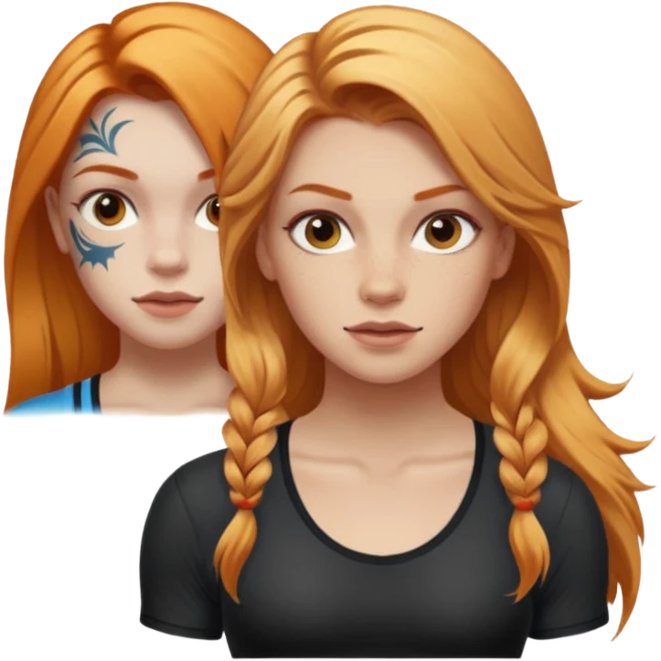 girl with long blonde hair and tattoos and an athletic ginger girl emoji