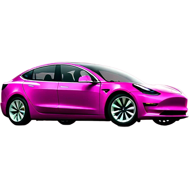 intensive Pink color Tesla model 3 front veiw emoji