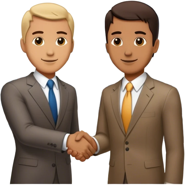 two business man shaking hands with buildings emoji