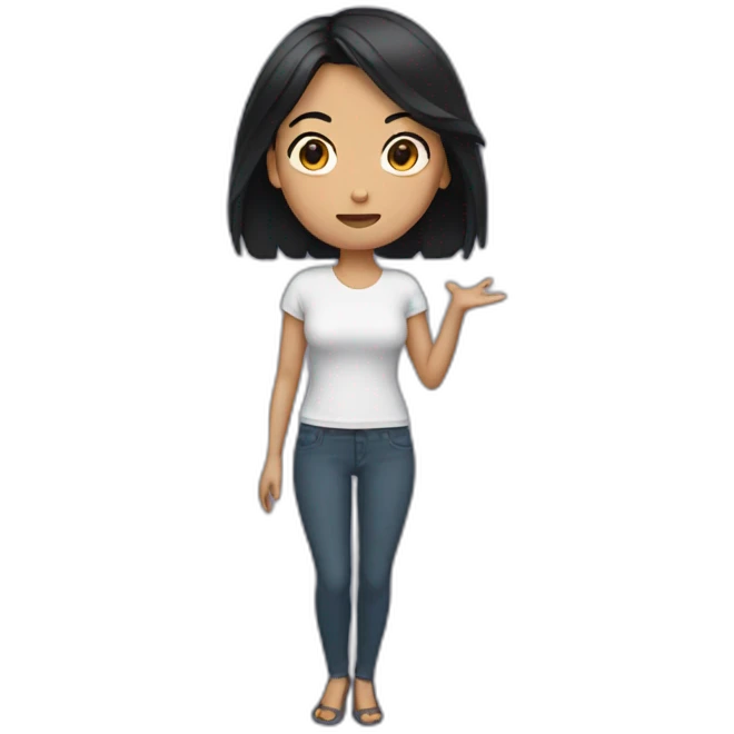 Woman Shrugging with black hair emoji