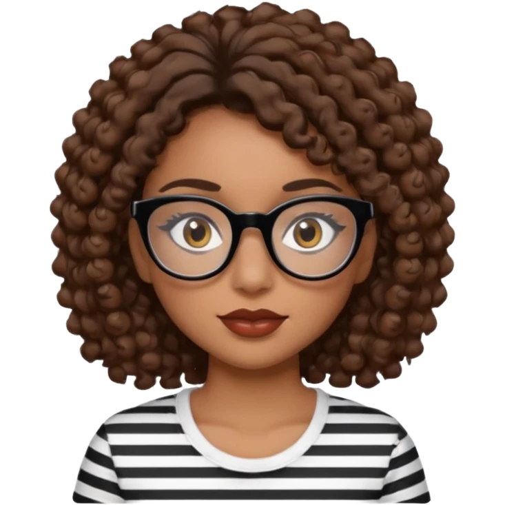 I want to describe me. I am a girl with brown hair amd curly hair. I have brown eyes and black glasses and long lashes with mascara. My lips are medium and my nose as well. I wear a white T-shirt  with black stripes emoji