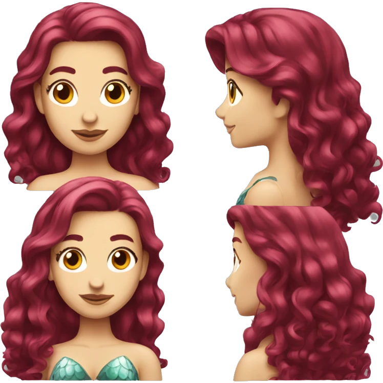 caucasian mermaid burgundy hair  emoji