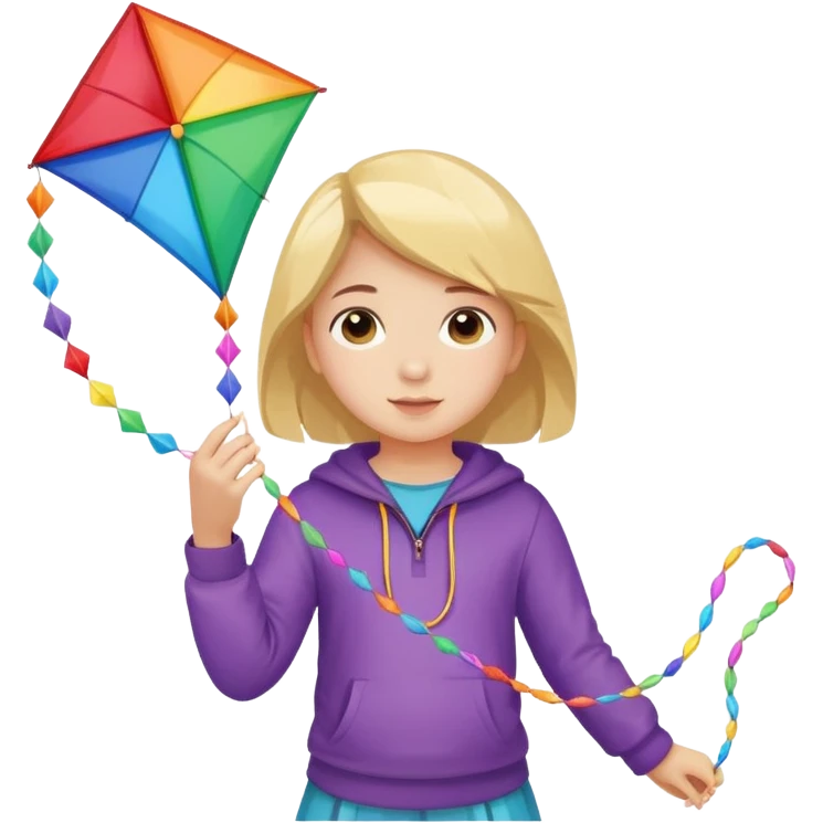 little girl kid with kite emoji